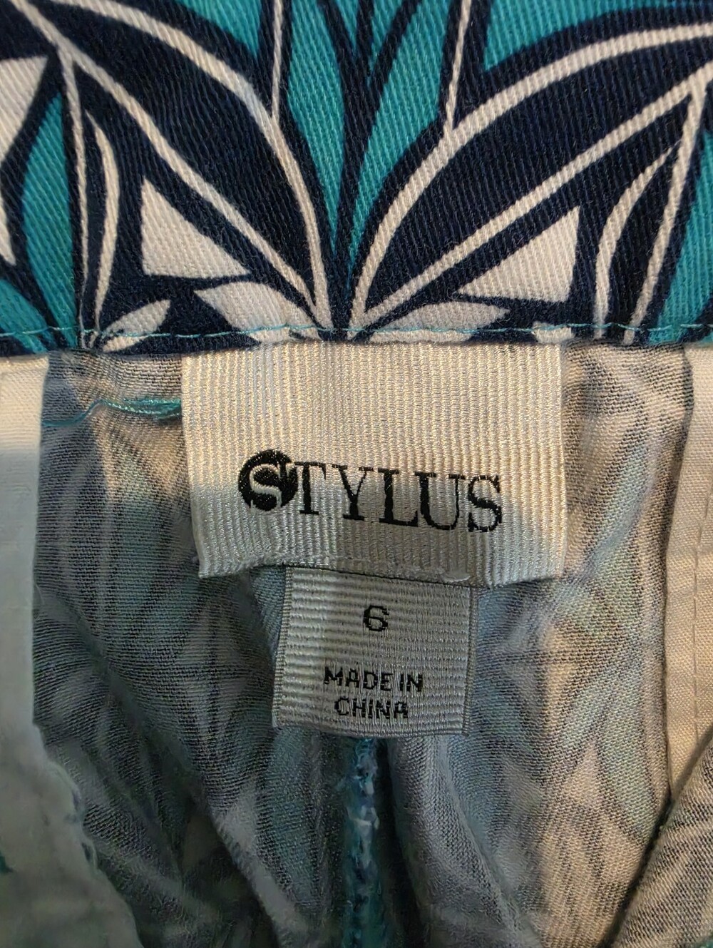 Stylus Printed A-line Skirt in Teal and Navy